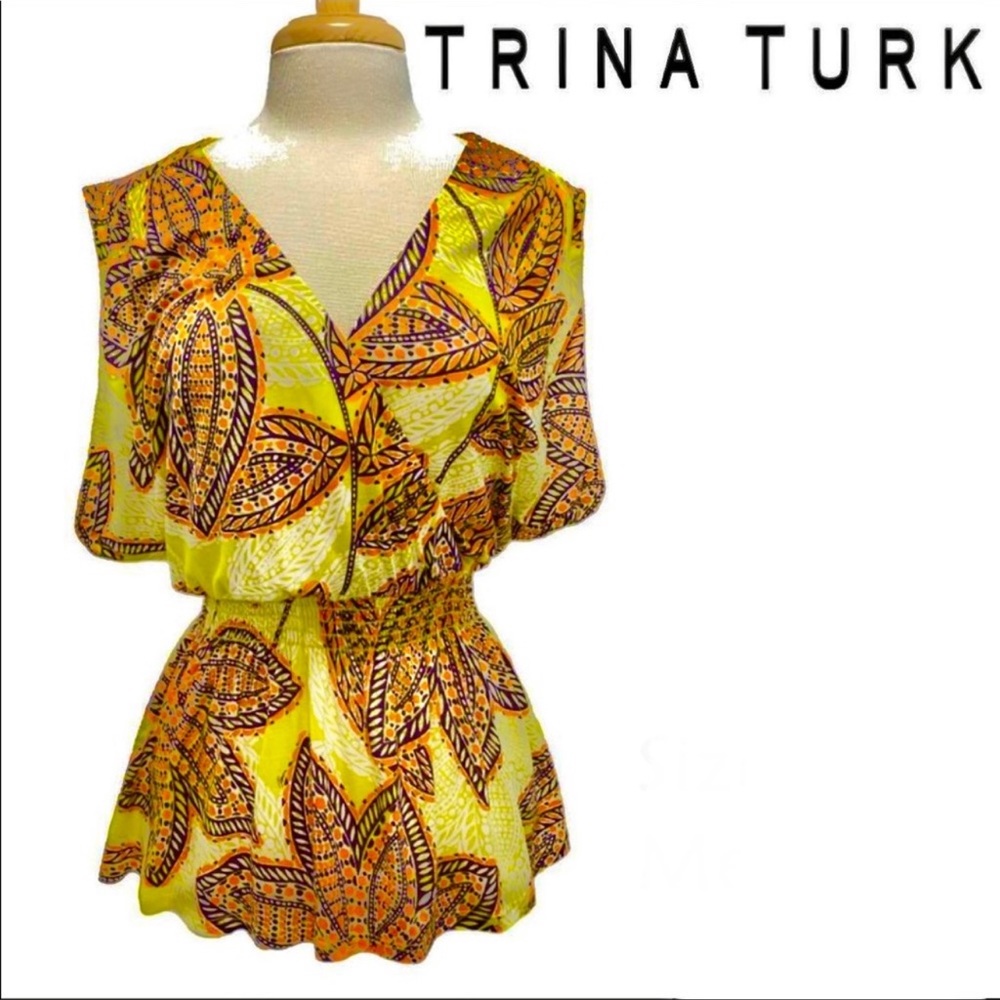 🌼4/$25 Trina Turk floral paisley wrap peplum top